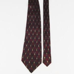 The Nature Conservancy Burgundy Red Tan Hand Made Silk Necktie
